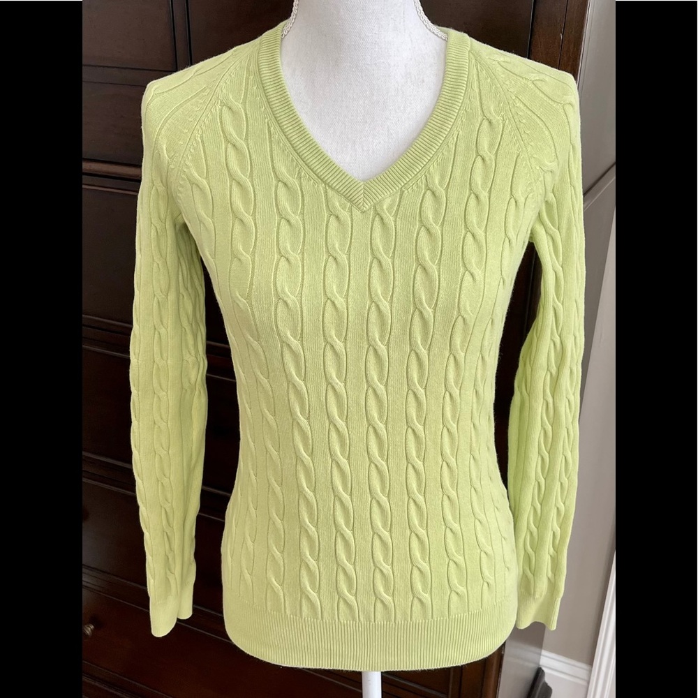 TEHAMA SZ S CABLE KNIT FITTED SWEATER